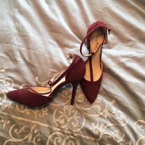 Modcloth wine suede heels
