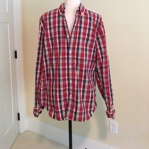 J. Crew plaid tailored sunwashed oxford cotton GU