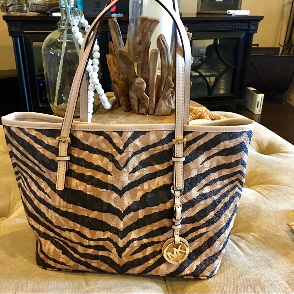 Michael Kors signature zebra print purse