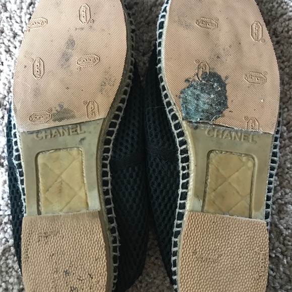 🙅🏽SOLD🙅🏽 Chanel Espadrilles Mesh Black Leather - Picture 6 of 7