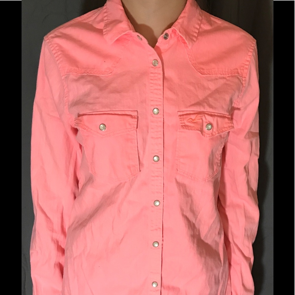 Hollister Mother of Pearl Snap Front Shirt