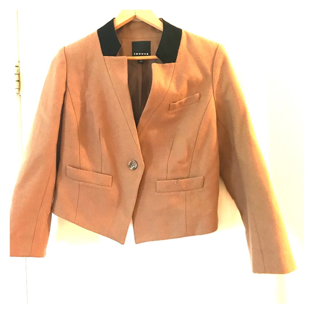 Trouve modern camel and black wool blazer