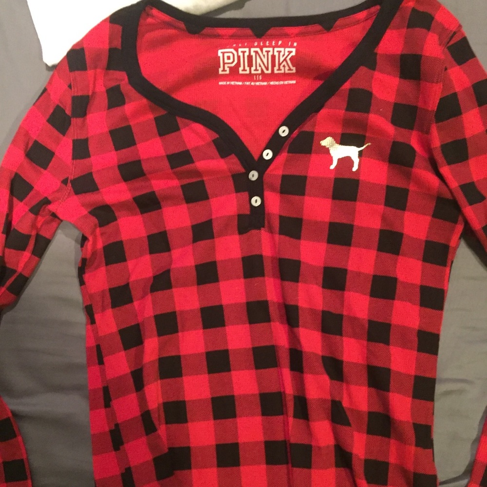 Red and black checkered sleep shirt