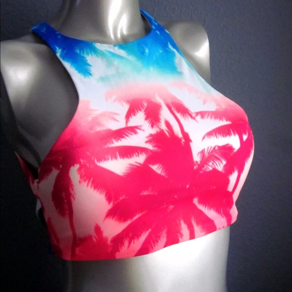 PINK VS High Neck Halter Crop Bikini Top Med NWT