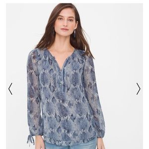 White House Black Market Blue Snakeskin Blouse
