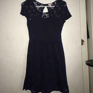 Navy Blue Laced A-Line Skirt