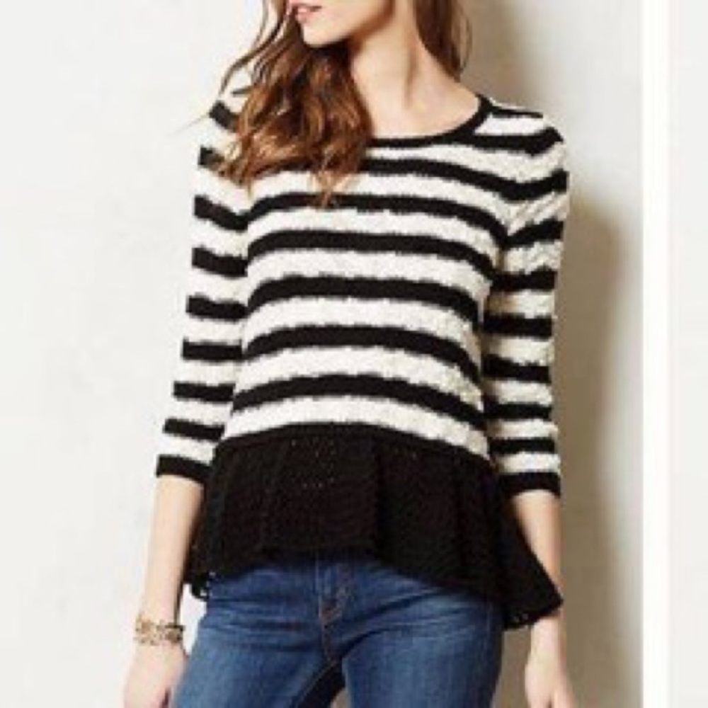 Striped Peplum Pullover by Knitted and Knotted
