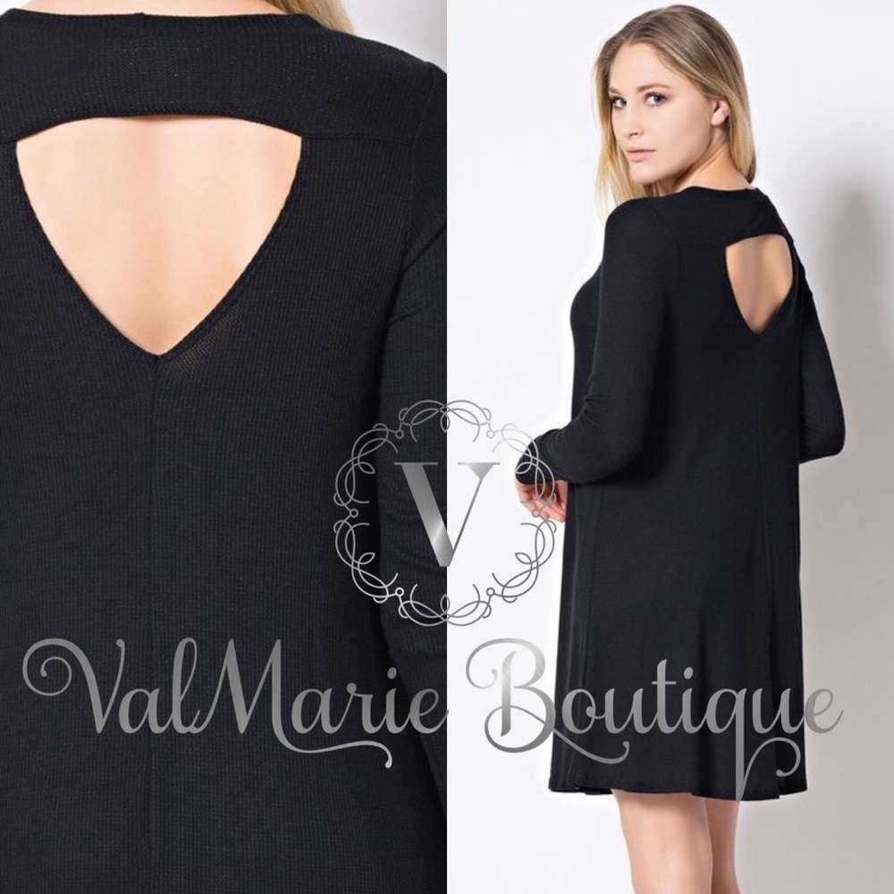 Black thermal knit sweater dress - Picture 3 of 3