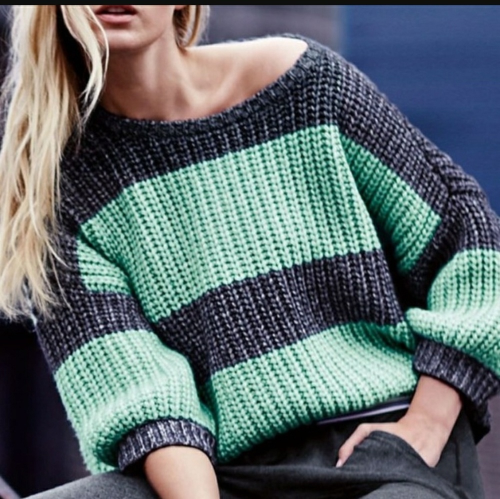 Victoria's Secret blue and green chunky sweater