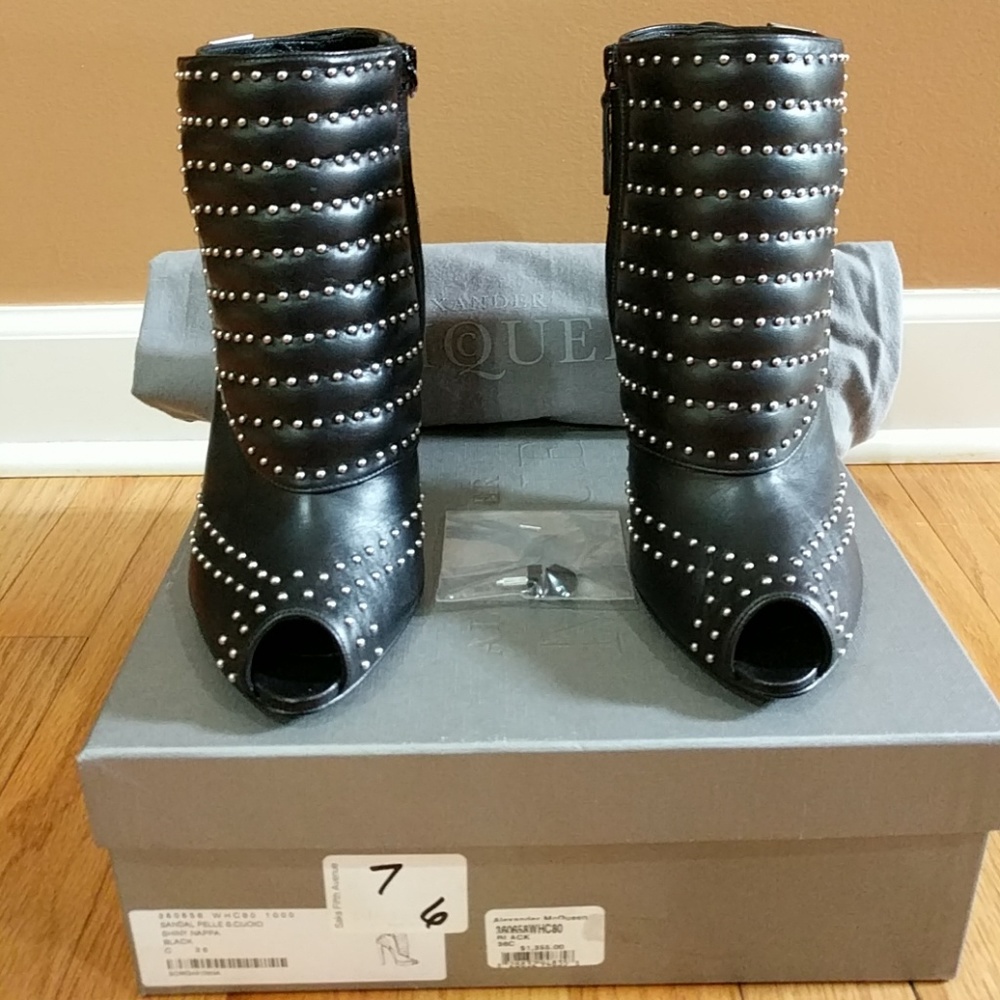 Alexander McQueen Studded Peep Toe Booties