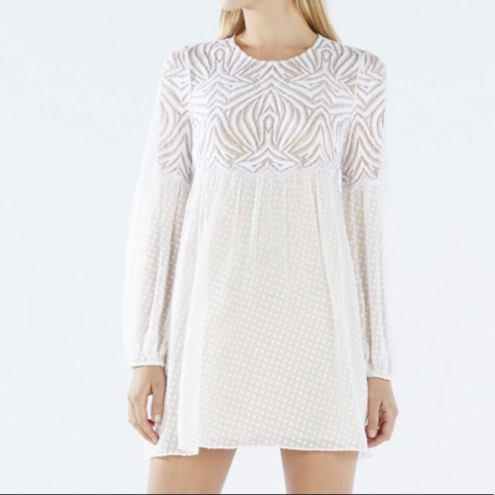 BCBG Kitra Lace Peasant Dress