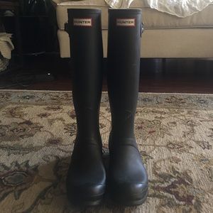 Tall Matte Black Hunter Rain Boots