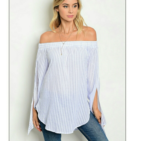 "Timeless" Blue Stripe Cotton top - Picture 2 of 4
