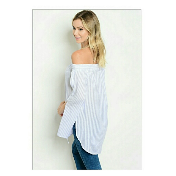 "Timeless" Blue Stripe Cotton top - Picture 3 of 4