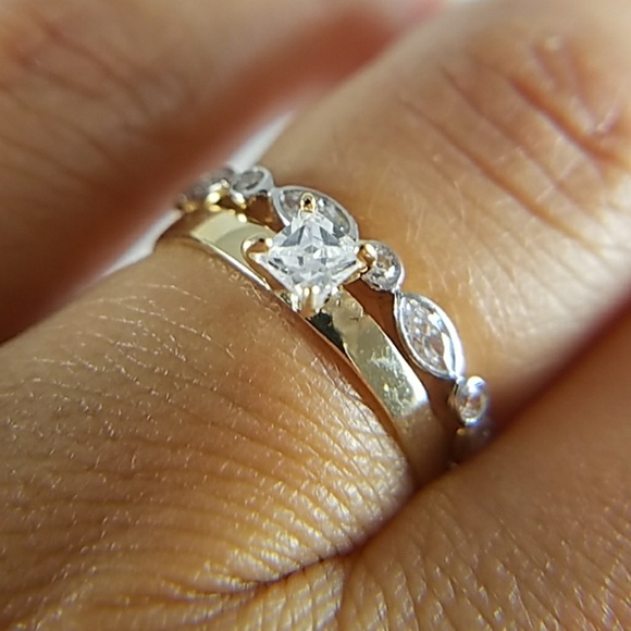 2pc set 14k Yellow Gold 0.25ct Center Stone - Picture 3 of 8