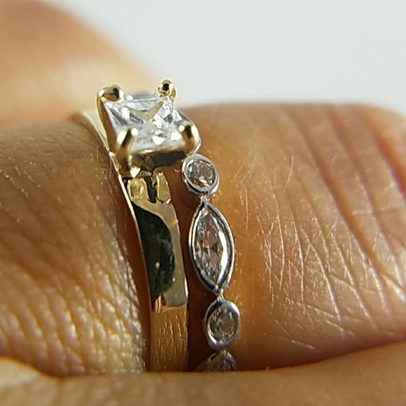 2pc set 14k Yellow Gold 0.25ct Center Stone - Picture 4 of 8