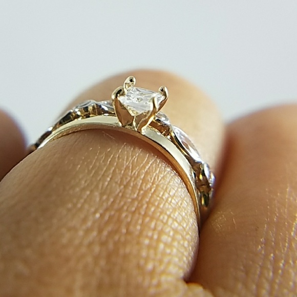 2pc set 14k Yellow Gold 0.25ct Center Stone - Picture 6 of 8