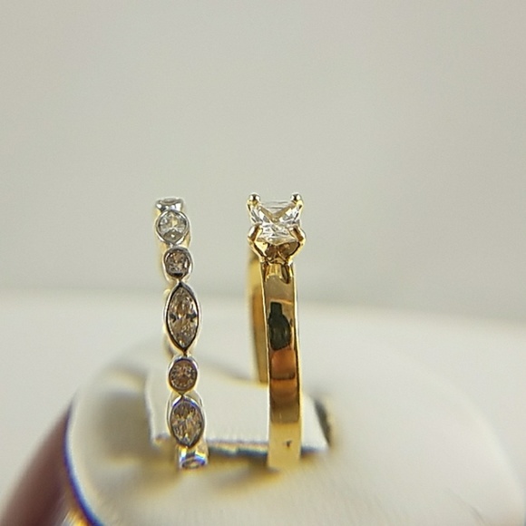 2pc set 14k Yellow Gold 0.25ct Center Stone - Picture 7 of 8