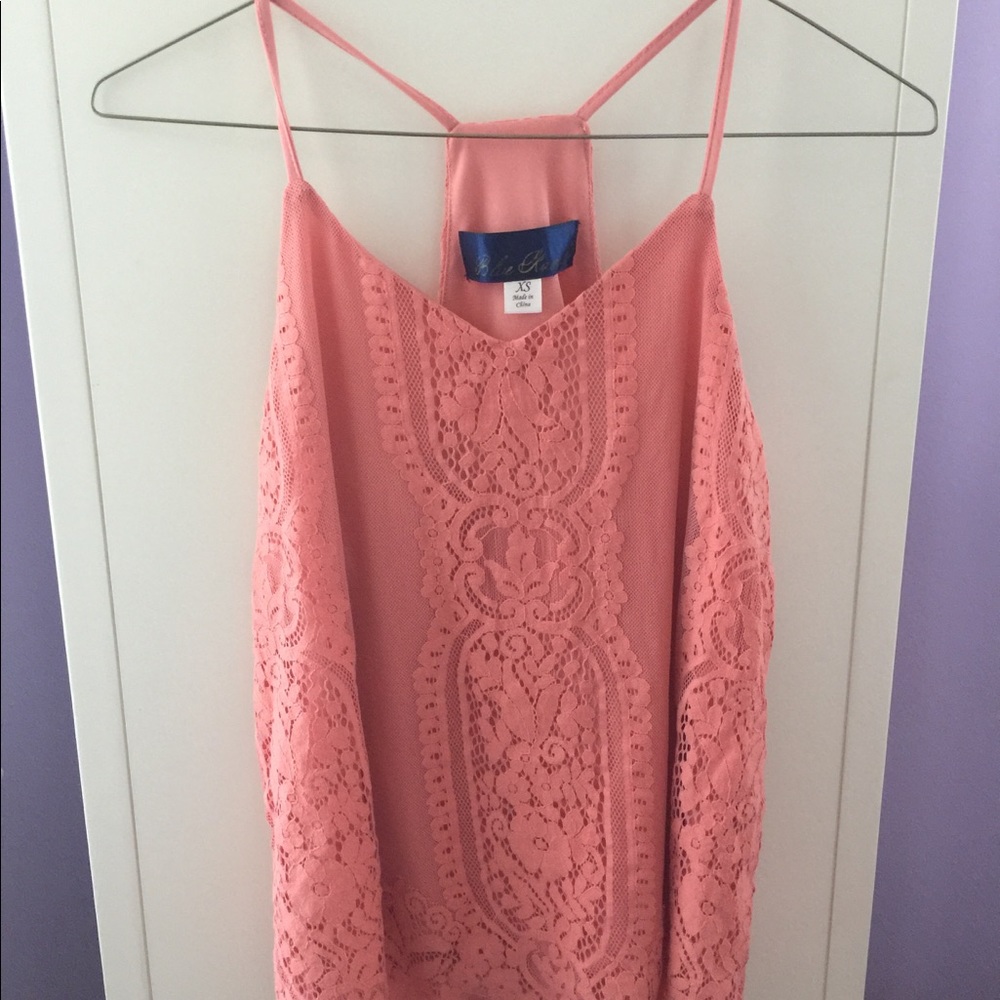 Francesca's Coral Lace Tank