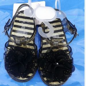 Black & Gold Jelly Sandals