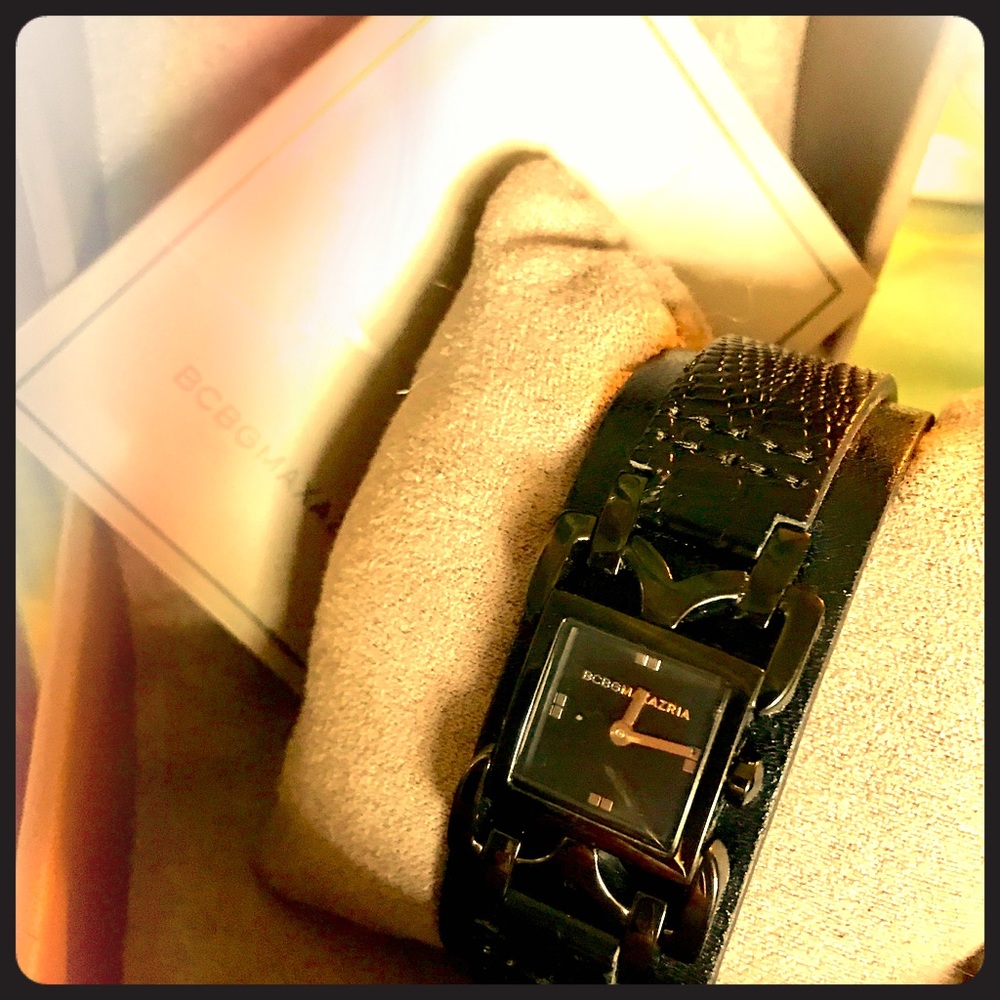 Womens Black Leather BCBG watch