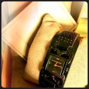 Womens Black Leather BCBG watch