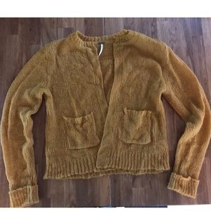 Free People Skinny Minnie Cardi Size S Gold