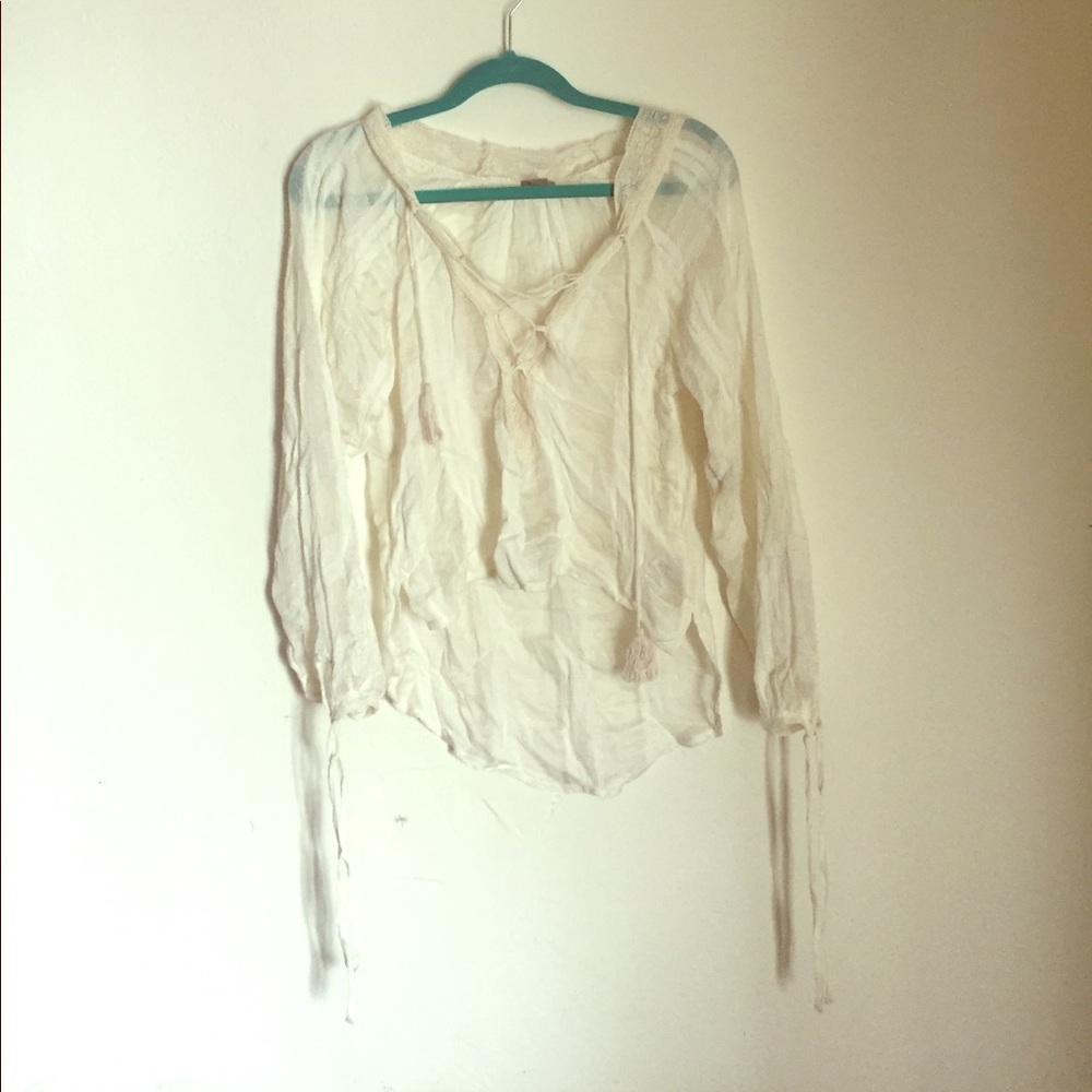 Women's small sheer white blouse