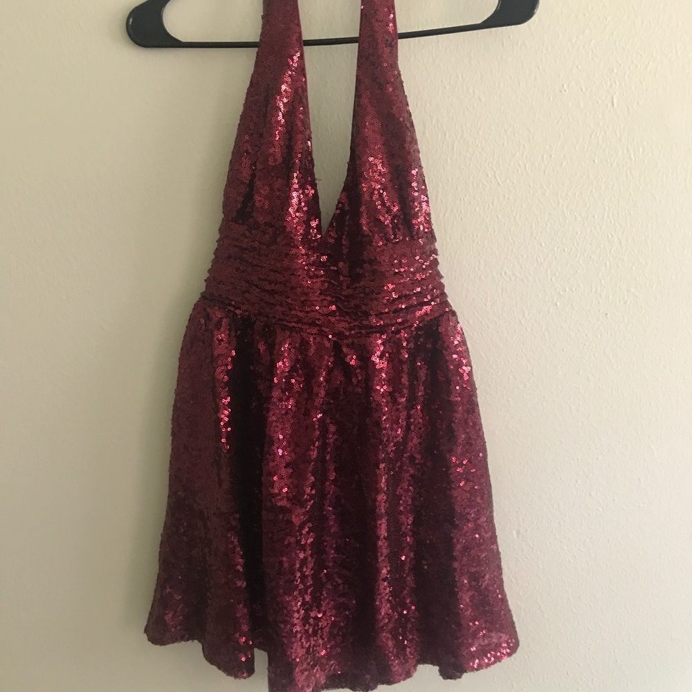 Red sequin mini dress