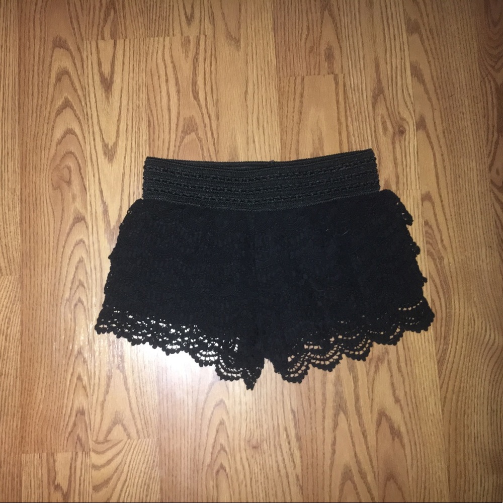 Black lace shorts