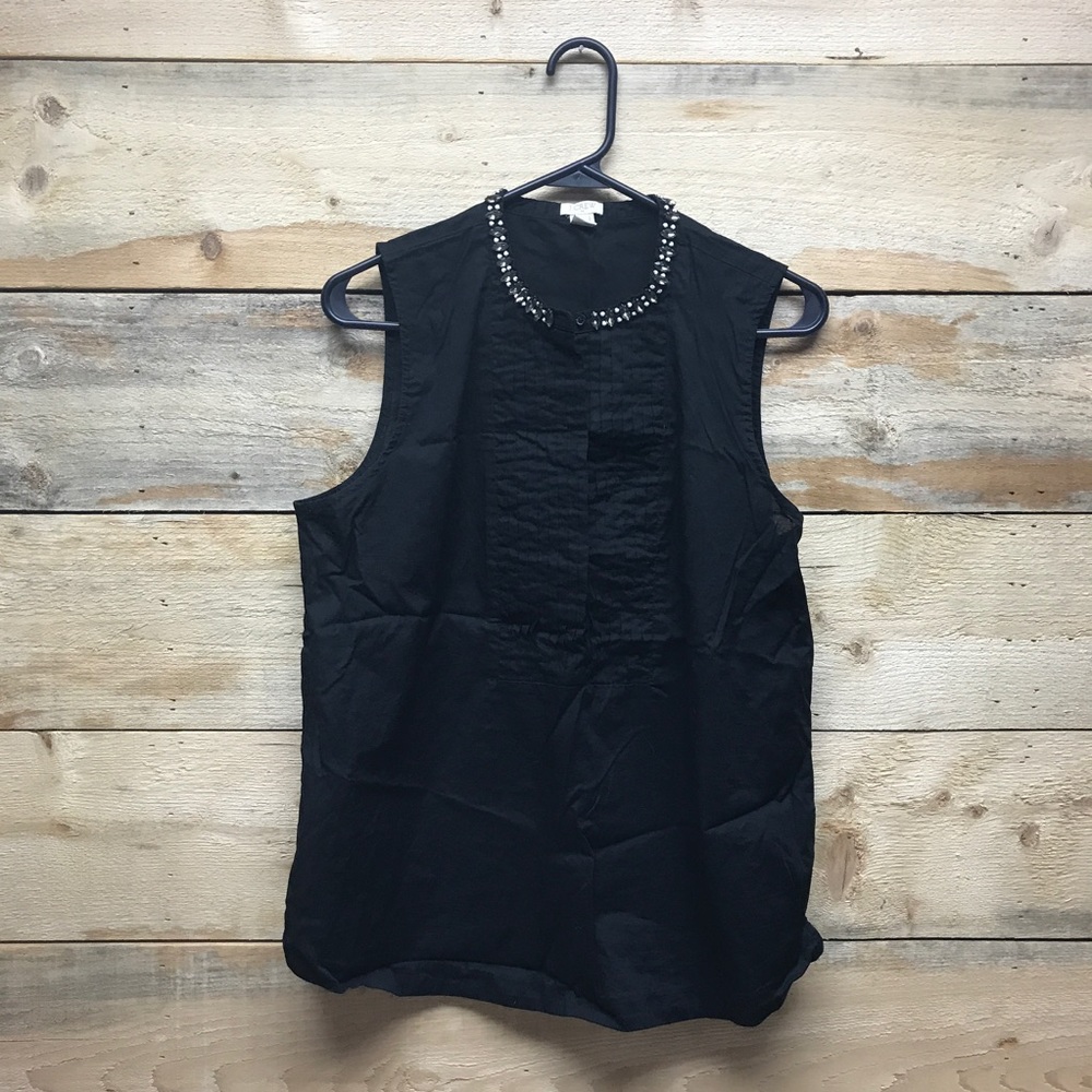 JCrew sleeveless tuxedo shirt