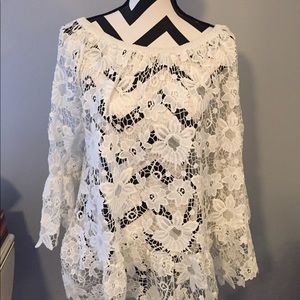 White Lace off the shoulder tunic