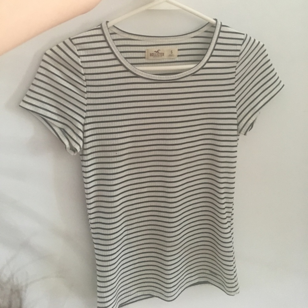 Stripy knit short sleeve shirt