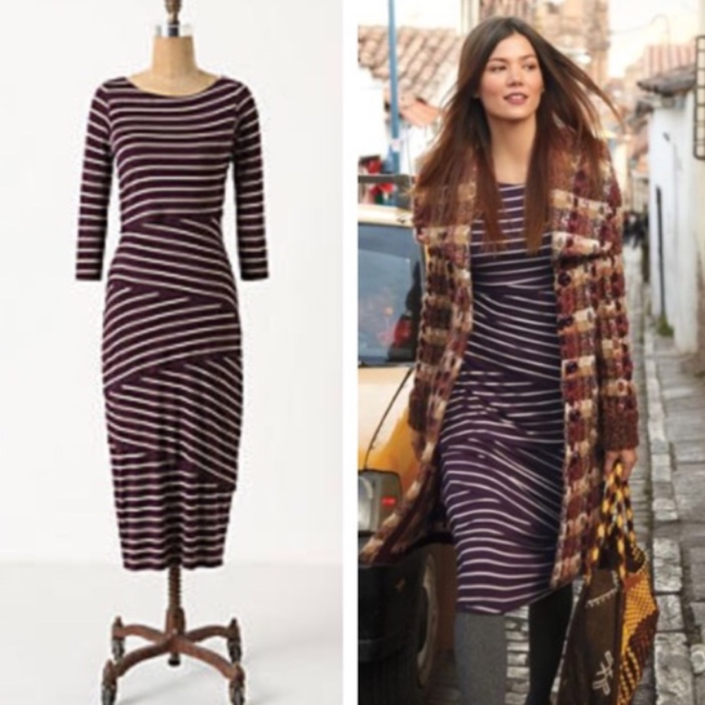 Anthropologie Bailey 44 Tiered Midi & 3/4 Sleeves