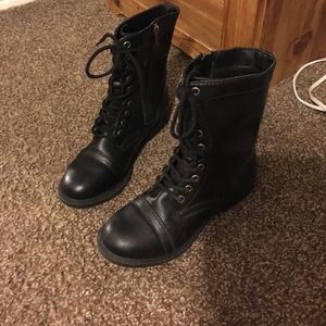 Black combat boots