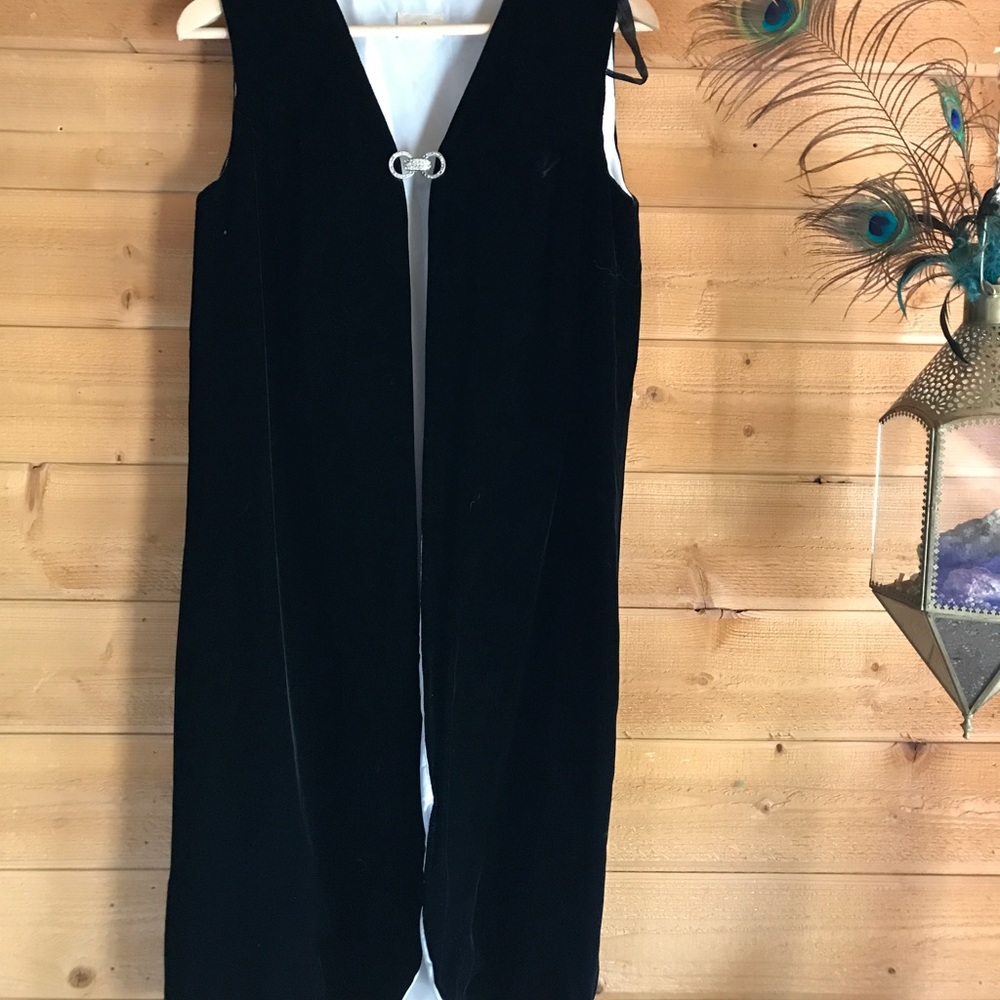 Vintage Black velvet long vest