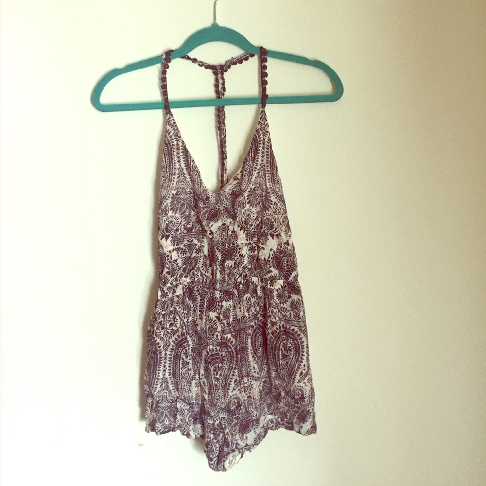 Women's small purple paisley romper