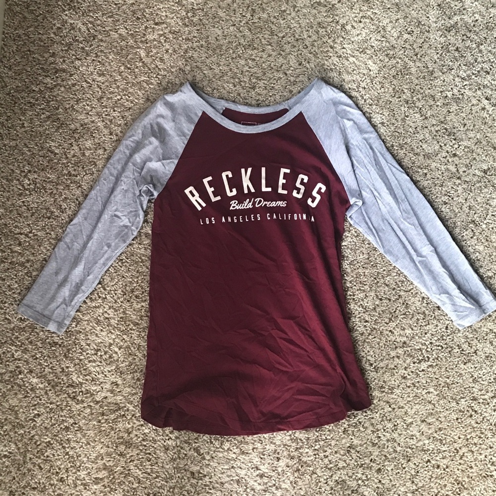 Young and reckless baseball tee NWOT