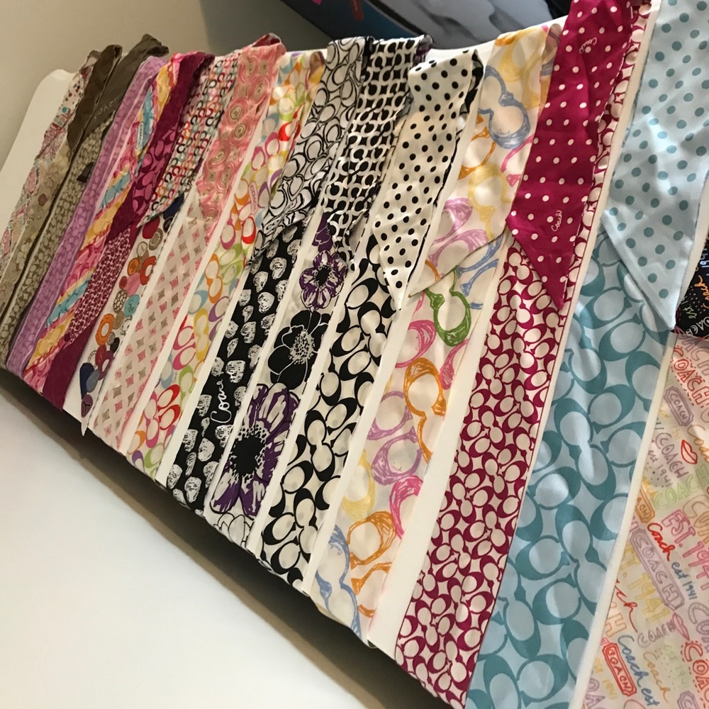 Extensive coach silk scarf collection