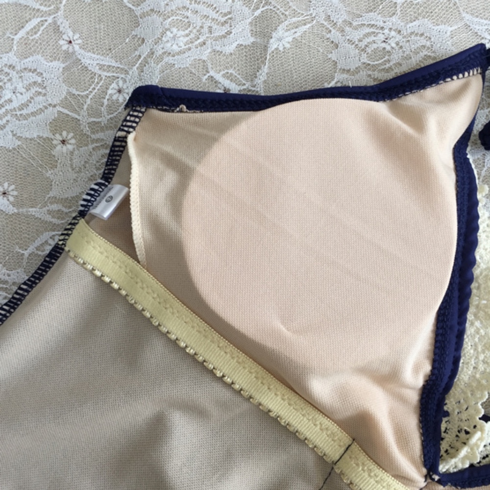 JUST IN Navy Blue and Lace Trim One Piece Swimwear - Picture 4 of 7