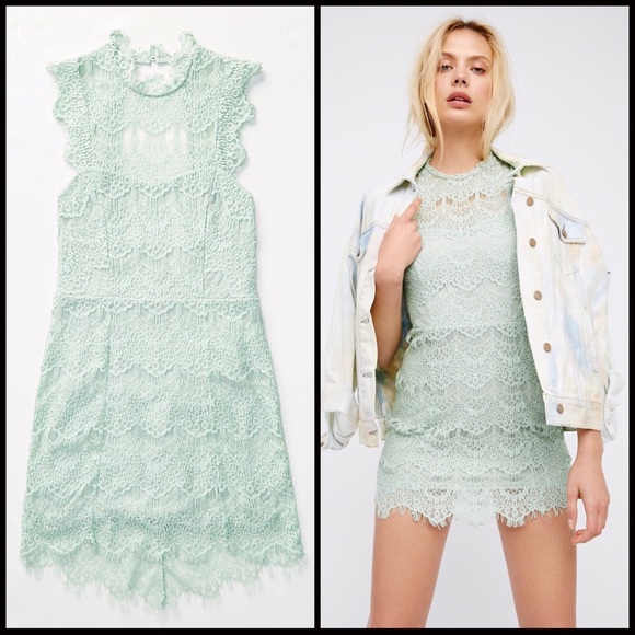 FREE PEOPLE CROCHET LACE MINI SLIP DRESS A3C - Picture 2 of 8