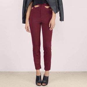 Tobi Cut it Out Wine Red Skinny Fitted Pants