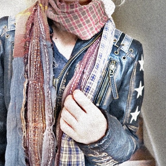 upcycled Accessories - Upcycled plaid earth-toned scarf 9.5" x 70"