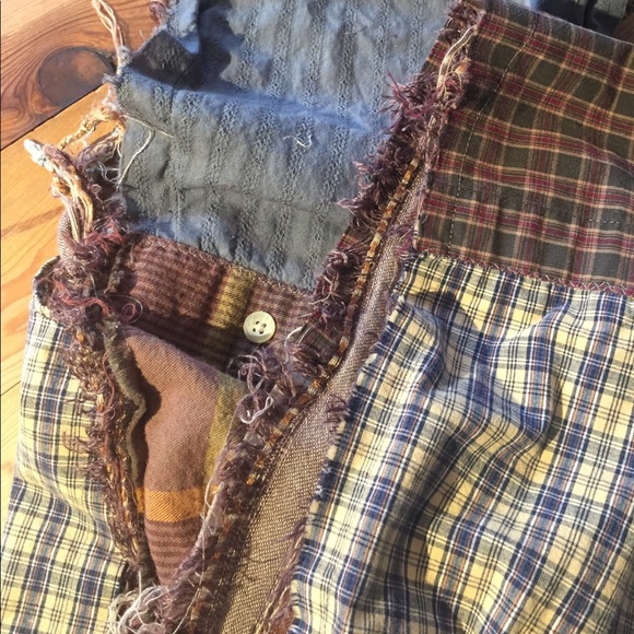 Upcycled plaid earth-toned scarf 9.5" x 70" - Picture 7 of 8