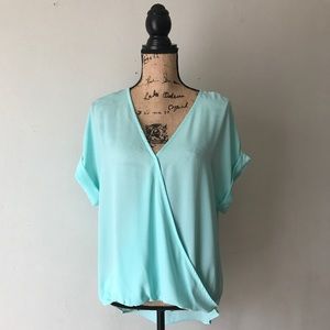 Lush Draped High Low Top Medium Aqua