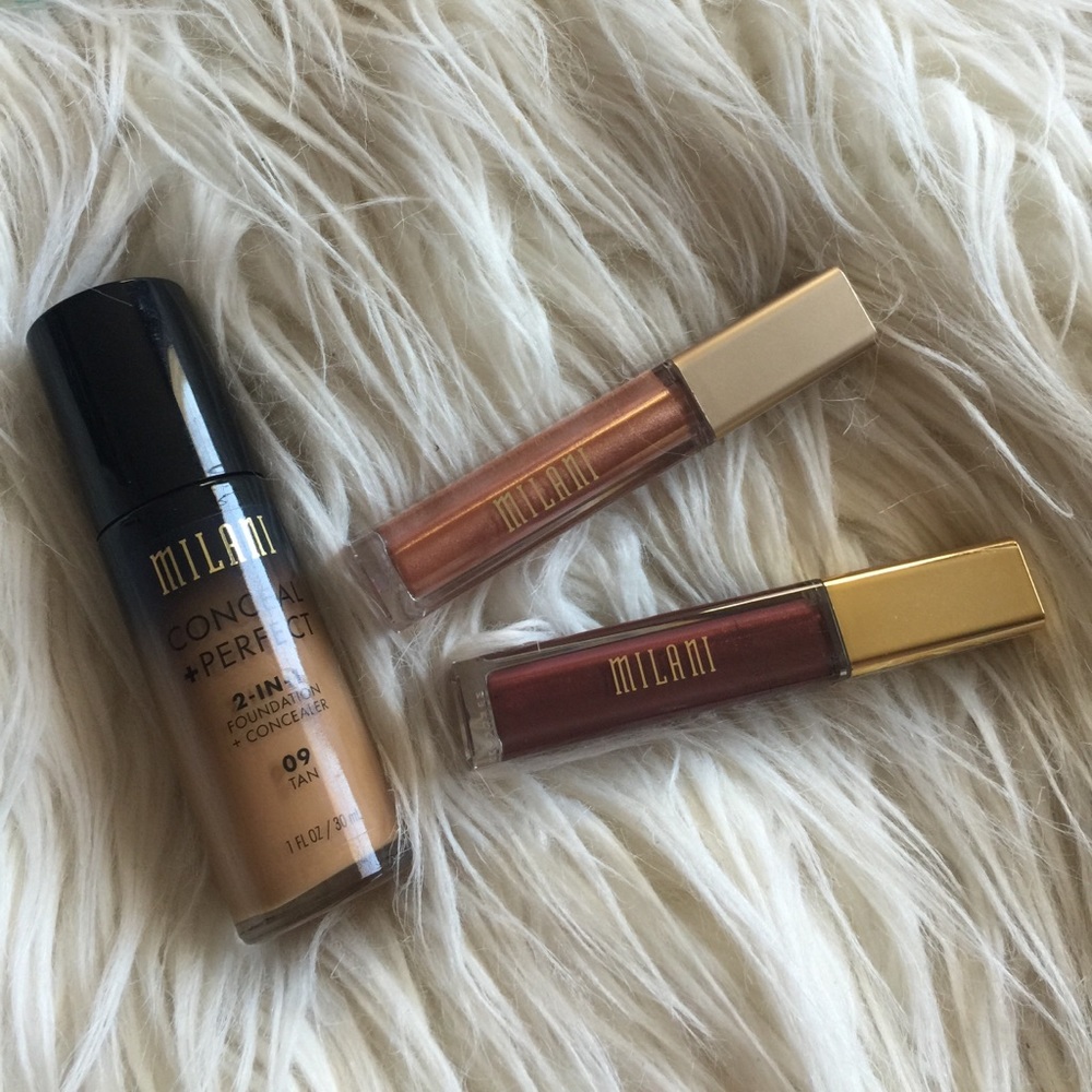 milani foundation,lipstick and gloss
