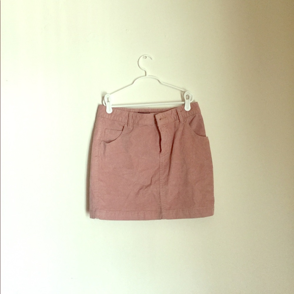 Women's pink corduroy mini skirt