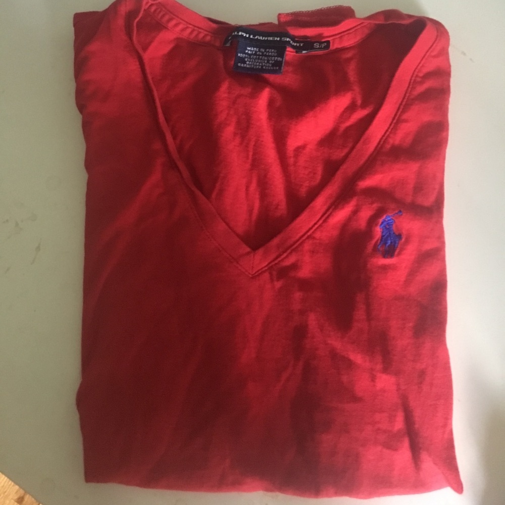 Red polo v-neck