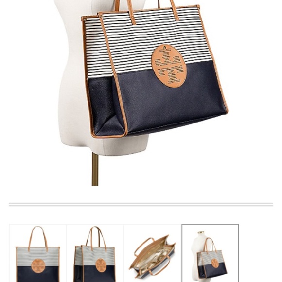 Authentic Tory Burch Viva Striped Tote Bag - Picture 2 of 8