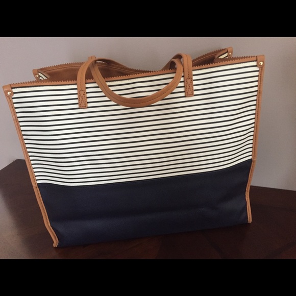 Authentic Tory Burch Viva Striped Tote Bag - Picture 5 of 8